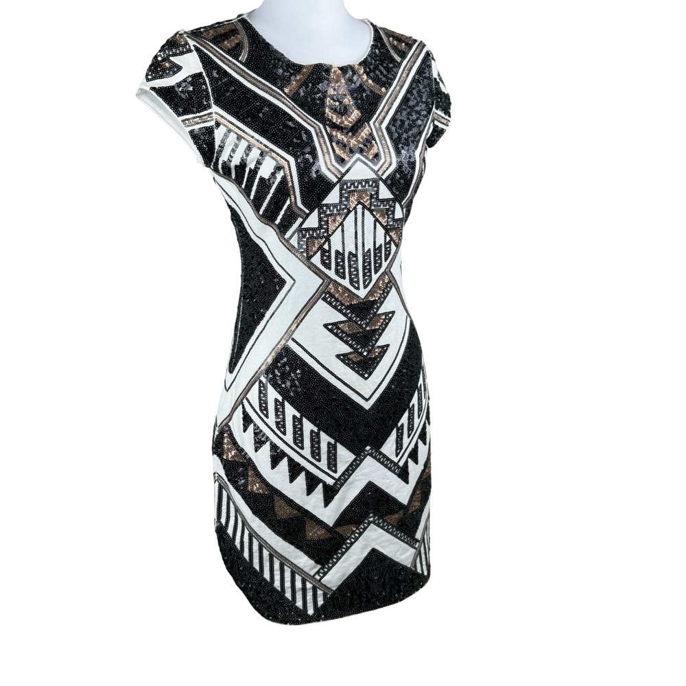 Express Art Deco Sequin Geometric Aztec Tribal Bodycon Cocktail Evening Dress - Picture 3 of 16